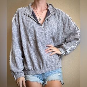 Gray PINK Victoria's Secret Quarter-Zip Pullover